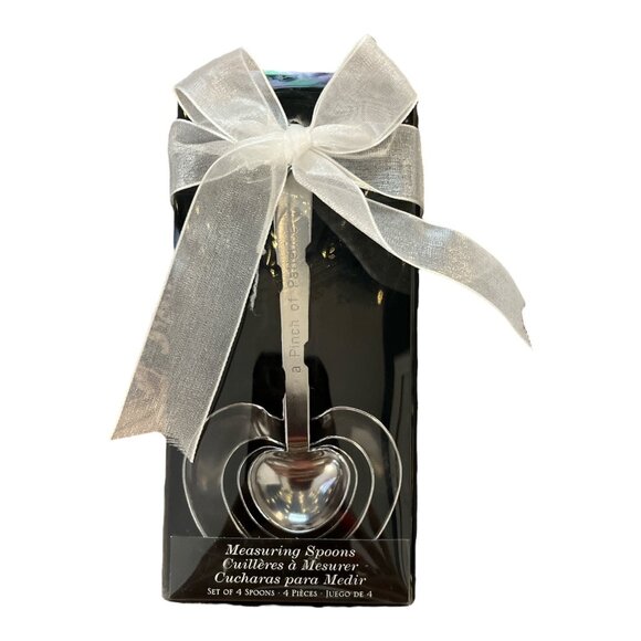 Kate Aspen Heart Measuring Spoons – Set of 4 with Uplifting Phrases – 2011 – Sta - Picture 1 of 7